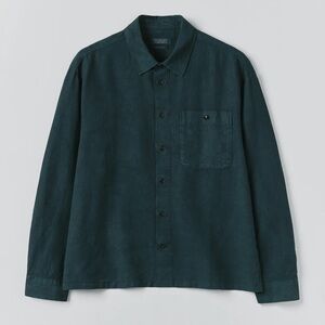 in search of (iso) TOAST Lyocell Linen Herringbone Shirt | Peacock Blue in Med